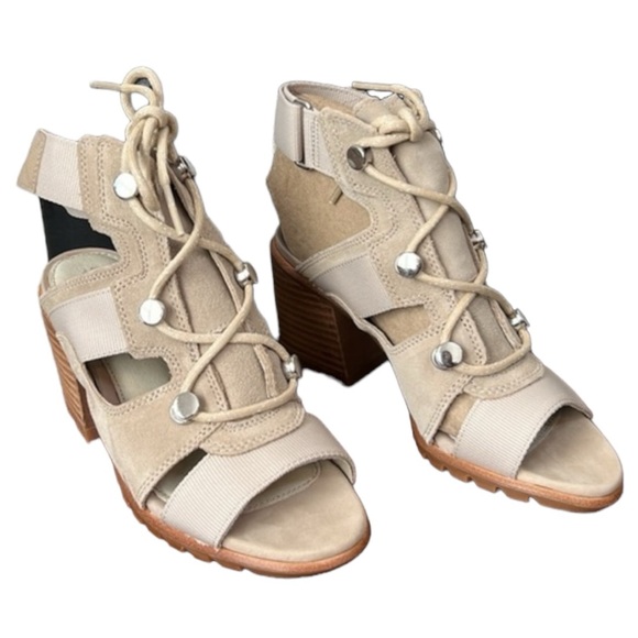 Sorel Nadia Strappy Lace Up Suede Sandals Size 5 In Ancient Fossil - Picture 6 of 14